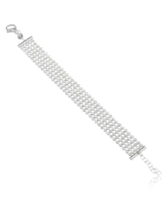 Italian Sterling Silver Bezel-Set 5-Row Swarovski Crystal Tennis Bracelet, 7" + 1" Extender