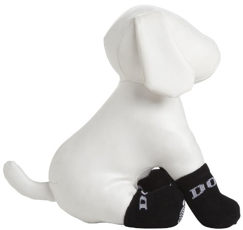 Pet Life Dog Socks with Rubberized Soles in Black & White - Large