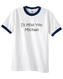 S.Horizon-I'LL MISS YOU MICHAEL Ringer T-Shirt~White/Navy~Youth-MD