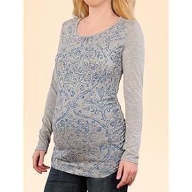 Buy A Pea in the Pod: Long Sleeve Scoop Neck Screen Print Maternity T Shirt by A Pea in the Pod