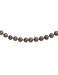 Sterling Silver 9-10mm Chocolate Fw Cultured Pearl Necklace