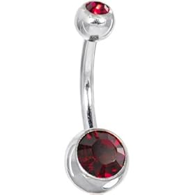 Swarovski Ruby DOUBLE GEM Belly Ring by Crystal Steel Belly Rings