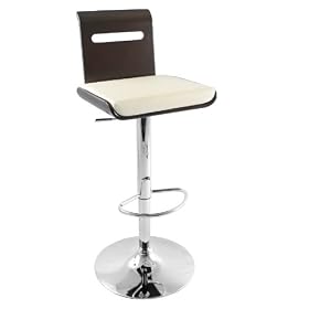 Lumisource Viera Barstool, Wenge Wood Cream Seat by LumiSource
