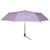 Automatic Open/Close Floral Border Umbrella - Light Purple