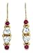 22k Yellow Gold Overlay Sterling Silver Aquamarine & Ruby Earrings by Sajen