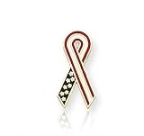 14k Yellow Gold Enamel American Flag Ribbon Lapel Pin