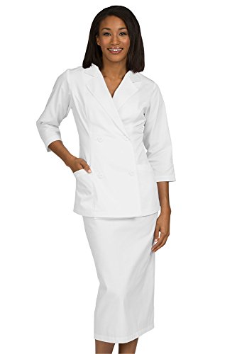 White 2-Piece Diana Dress Jacket & Skirt Suit by Peaches Uniforms. Great Dre- Sku:Peaches1277WHIT18; Color:WHITE; Size:18 18