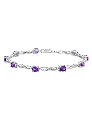 Amethyst Infinity Bracelet with Diamonds 1.90 Carat (ctw) in Sterling Silver
