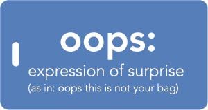 Luggage Tag - oops: expression of surprise
