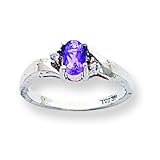 14k White Gold .02ct Diamond & Amethyst BirthStone Ring