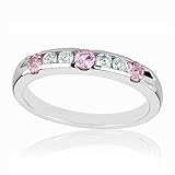 Imagine Designs Pink Sapphire and Diamond Stackable Band 1/6ctw