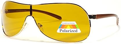 One Stop Discount Shop® - Aviator Style Polarized Shield Lens HD Lens Spring Hinge Light Weight Fantasy Celebrity Classic Vintage Sunglasses