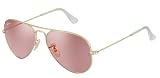 Ray-Ban 0RB3025 Aviator Sunglasses,Gold Frame/Red Lens,One Size
