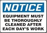 NOTICE EQUIPMENT MUST BE THOROUGHLY CLEANED AFTER EACH DAY'S WORK 10 x 14 Dura F