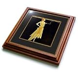 Florene Vintage - Art Deco Lady On Black With Gold Frame - Trivets