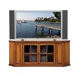 62 Solid Wood Corner Plasma TV Cart - Burnished Oak Finish with Light Distressing (Burnished Oak) (25H x 62W x 20D)