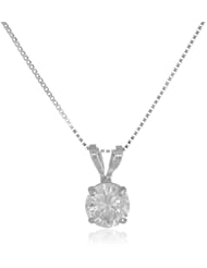 14k Gold Round-Cut 5mm Cubic Zirconia Solitaire Pendant (0.50 cttw)
