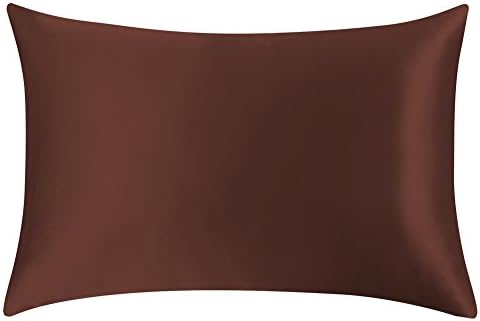 Sahara Fish 100% Mulberry Silk Pillowcase for Hair & Facial Beauty, Pillow Shams Cover with Hidden Zipper Queen Dark Coffee