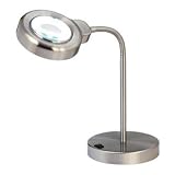 Brushed Steel Gooseneck Magnifier Desk Lamp
