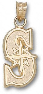 Seattle Mariners 10K Gold ''S'' 5/8'' Pendant