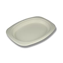 Stalkmarket 100% Compostable Sugar Cane Fiber Oval Platter, 9-Inch, 500-Count Case