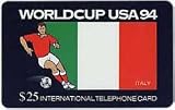 Collectible Phone Card: $25. World Cup USA 94 Soccer - Italy Flag & Athlete With Ball