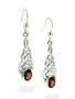 Sterling Silver Celtic Knot Red Garnet Hook Earrings