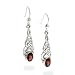 Sterling Silver Celtic Knot Red Garnet Hook Earrings