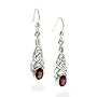 Sterling Silver Celtic Knot Red Garnet Hook Earrings