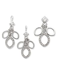 Sterling Silver CZ Dangle Pendant & Earring Set