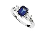 Blue Sapphire & Diamond Ring Princess & Emerald Cut 14K White Gold 31dKbceGXRL. SL160 Blue Sapphire & Diamond Ring Princess & Emerald Cut 14K White Gold