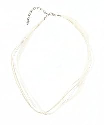 Necklace Cord For Pendants - D13 - 5-Strand Organza and Cord Mixed ~ 17" + 2" Extension Chain ~ Silver Plated Ends ~ White and Cream