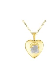 Gold over silver SS & Yg Heart Shaped "My Little Sunshine" Teddy Bear Locket Necklace
