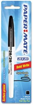 20/20 Felt Tip Ballpoint Stick Pen, Black Ink, Bold