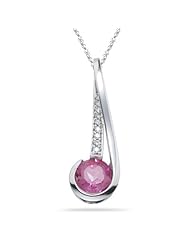 0.11 Cts Diamond & 2.78 Cts Mystic Pink Topaz Pendant in 14K White Gold