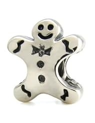 Gingerbread Boy Cookie 925 Sterling Silver Authentic Ohm Christmas Charm Bead fits European Charm Bracelet