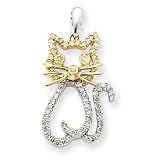 14k Two-Tone Vintage Diamond Cat Pendant