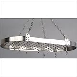 Satin Nickel Oval Pot rack w/12 hooks (Satin Nickel) (1.75H x 36W x 18D)