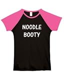 NOODLE BOOTY on Fitted Ladies Cap-Sleeve Baseball T-Shirt (in 6 colors)