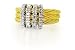 Jewelry : 18K Yellow Gold Triple-Strand Matte-Finish Wire Ring, Enhanced with White Gold Pave Set Diamond Bars.