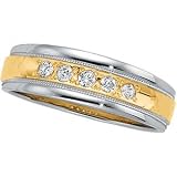 14K Two Tone Gold Diamond Duo Ring