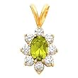 14K Yellow Gold Peridot and Diamond Pendant