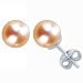 Natural Peach Pink 5.5-6mm 14k Gold Cultured Pearl Stud Earrings (Available: Sterling Silver or 14K White Gold)