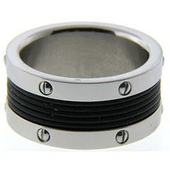 Stainless Steel With Rubber and Screws Men's Ring