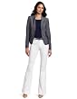 AK Anne Klein Womens Petite Indigo Twill Fitted Jacket