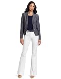 AK Anne Klein Women's Petite Indigo Twill Fitted Jacket