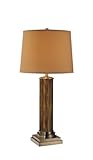 IMAGE OF Lite Source LS-21315 Broderick Table Lamp, Antique Brass And Walnut with Tan Fabric Shade