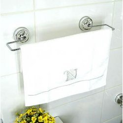 Towel Bar - Attaches With Suction Cups (Silver) (2.7H x 21.6W x 6.3D) by Stacks and Stacks
