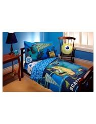 Disney Pixar Monsters Inc Monster Scarer in Training TODDLER 4 Piece Bedding Set Comforter Sheets Mike Sulley