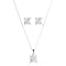 Sterling Silver Princess-Cut Faceted Cubic Zirconia Necklace and Earring Set - Clear